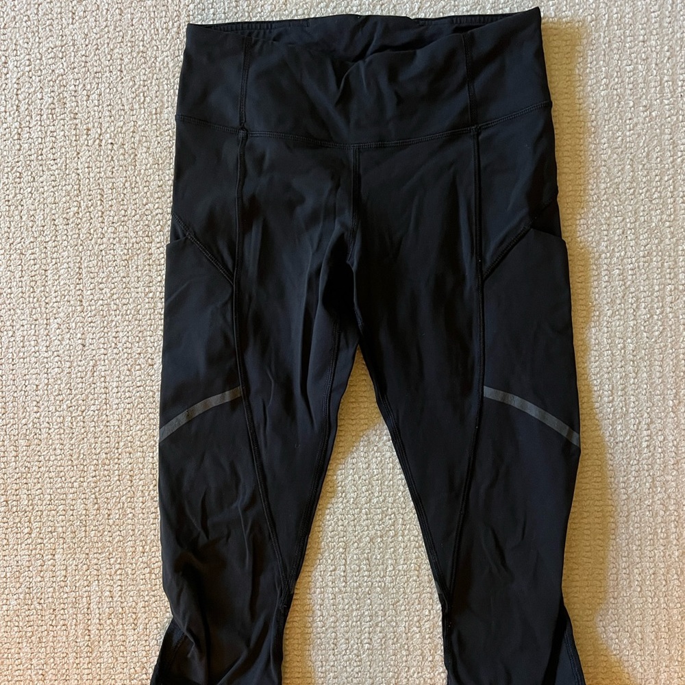 Iulu lemon black cropped leggings